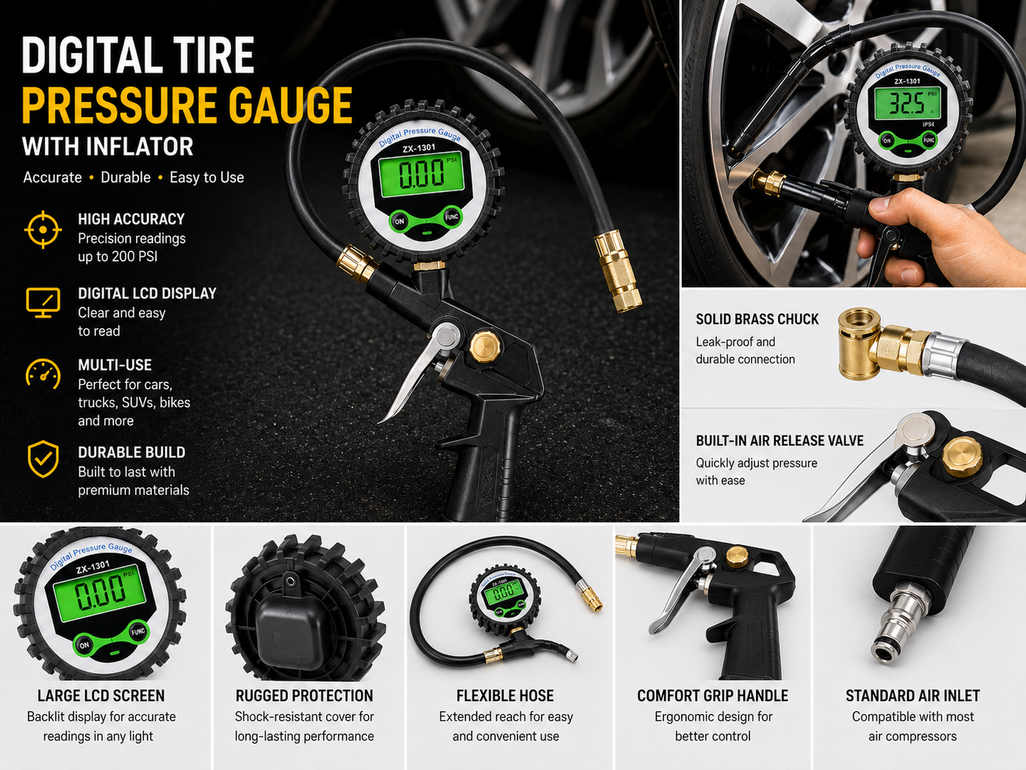 Digital Tire Inflator Gauge