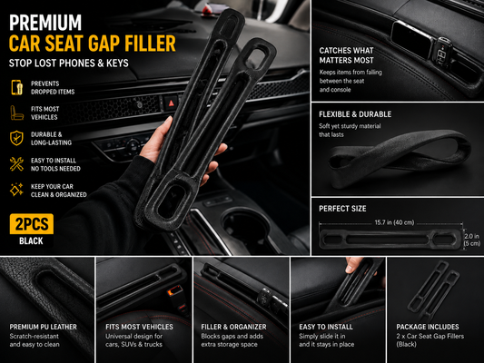 Premium Car Seat Gap Filler (2-Pack)