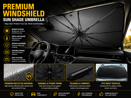 Premium Foldable Car Windshield Sun Shade Umbrella